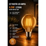 nelerbulurum 1 ADET E27 4.5W AMBER RUSTİK AMPUL AVİZE APLİK MASA LAMBASI GECE LAMBASI AMPULU