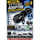 nelerbulurum 1 Metre 5.5x2.5mm Adaptör Uzatma Kablosu Erkek Dişi DC Güç Kablosu Notebook Laptop Modem Şerit Led Trafo Uyumlu