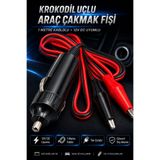 nelerbulurum 12 Volt 1 Metre Krokodil Uçlu Çakmaklık Adaptör Kablosu Güç Kablosu