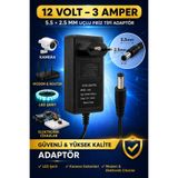 nelerbulurum 12 VOLT 3 AMPER Adaptör 5.5*2.5 MM LEDLİ – LED Şerit, Güvenlik Kamerası, Modem ve Router İçin Güç Kablosu