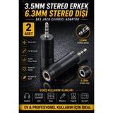 nelerbulurum 2 ADET 3.5 mm Erkek – 6.3 mm Dişi Stereo Ses Jack Çevirici Adaptör Kulaklık Amfi Mixer Uyumlu - Büyükten Küçüğe Jak Dönüştürücü (6.3 MM UCU 3.5MM UCA ÇEVİRİR)