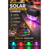 nelerbulurum 2 Adet Güneş Enerjili Solar Bahçe Merdiven Lambası RGB LED Su Geçirmez Duvar Aydınlatma