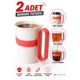 nelerbulurum 2 ADET Tüm Bardaklara Uyumlu Bardak Tutucu | Isı Yalıtımlı Plastik Kaymaz Çıkarılabilir Saplı Bardak Tutucu Bardak Kulpu