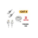 nelerbulurum 25 METRE Cat6 Lan Network İnternet Ethernet Kablosu Bilgisayar Modem Rj45 Patch Adsl kablosu