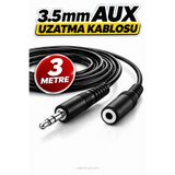 nelerbulurum 3 Metre 3.5mm Erkek-Dişi Ses Kulaklık Uzatma Kablosu Telefon Tablet Ses Aux Uzatma kablosu