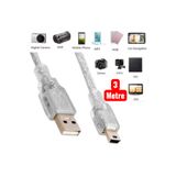nelerbulurum 3 Metre Ps3 Kol Şarj Kablosu 5 Pin Mini Usb Usb5-pin 2.0 Erkek A Mini 5 Pin B 1.5mt Piramit Uç