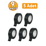 nelerbulurum 5 Adet İzole Pvc Elektrikçi Elektirik Kablo Bandı Elektrik Bandı Eni: 1.9 cm Uzunluk: 9 Metre