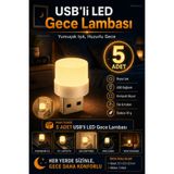 nelerbulurum 5’li USB LED Gece Lambası Koridor Çocuk Odası Çocuk Gece Lambası Dekoratif Lamba Ampul Gün Işığı Işık Mini Tak Çalıştır Priz Laptop Powerbank Uyumlu