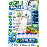 nelerbulurum 6 Katman Filtreli Musluk Başlığı ve 5 Musluk Yedek Filtre – 360° Döner, Su Tasarruflu, Kireç Önleyici, Tazyikli Akış, Pas Tortu Klor Kireç Önleyici Ve Su Tasarruflu Musluk Başlığı Ucu