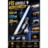 nelerbulurum Fiş Girişli 120 Cm 20 Watt 144 Led Çubuk Led Lamba Soğuk Beyaz Dolap Mutfak Tezgahı Akvaryum Aydınlatma Kamp Lambası