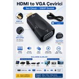 nelerbulurum HDMI to VGA Ses Çıkışlı 1080P Full HD Dönüştürücü Adaptör – 3.5 mm Audio Tak Çalıştır