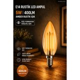 nelerbulurum KÜÇÜK DUYLU E14 400 LÜMEN 5W AMBER E14 RUSTİK AMPUL AVİZE APLİK MASA LAMBASI GECE LAMBASI AMPULU