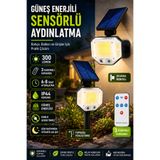 nelerbulurum Kumandalı Hareket Sensörlü 3 Modlu 300 Lümen Su Geçirmez Bahçe Aydınlatma Solar Aydınlatma Kamp Lambası Bahçe ve Kapı Aydınlatma Lambası