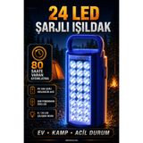 nelerbulurum Şarjlı 24 LED Işıldak 80 Saate Kadar Aydınlatma USB Powerbank Olabilen Işıldak Kamp Lambası Bahçe Aydınlatma El feneri