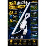 nelerbulurum USB Girişli Akvaryum Led Lamba 70 Cm 68 Led 6500K Soğuk Beyaz Alüminyum Kasa