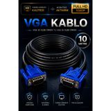 nelerbulurum Yüksek Kaliteli 10 Metre VGA Kablo 1.5 Metre Erkek Erkek Monitör Projeksiyon Görüntü Kablosu