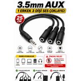 nelerbulurum Yüksek Kaliteli 3.5mm AUX 3’lü Kulaklık Hoparlör Çoklayıcı – Telefon, Laptop, Tablet, PC, Araç Ses Sistemi Uyumlu Stereo Splitter 5+1 Ses Sistemi Bağlantı 25 cm
