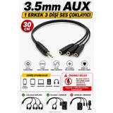 nelerbulurum Yüksek Kaliteli 3.5mm AUX 3’lü Kulaklık Hoparlör Çoklayıcı – Telefon, Laptop, Tablet, PC, Araç Ses Sistemi Uyumlu Stereo Splitter 5+1 Ses Sistemi Bağlantı 30 cm