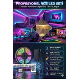 nelerbulurum YÜKSEK KALİTELİ 5 METRE 16 RENK SU GEÇİRMEZ 300 LEDLİ SİLİKONLU ANİMASYONLU 3 ÇİPLİ RGB ŞERİT LED