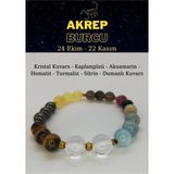 Nelleovana Akrep Burcu Bilekliği Kaplangözü,kristal Kuvars, Sitrin, Akuamarin, Hematit, Dumanlı Kuvars,turmalin - Mavi
