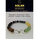 Nelleovana Aslan Burcu Bilekliği Kaplangözü, Sitrin, Aventurin, Hematit, Turmalin, Oniks, Kristal Kuvars - Turuncu