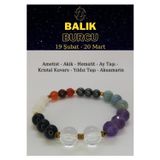 Nelleovana Balık Burcu Bilekliği Ametist, Akik, Aytaşı, Kristal Kuvars, Akuamarin, Yıldız Taşı, Hematit