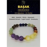 Nelleovana Başak Burcu Bilekliği Ametist, Akik, Aventurin, Lapis Lazuli, Dumanlı Kuvars, Sitrin, Amazonit - Siyah
