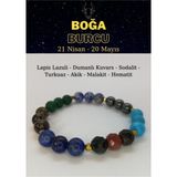 Nelleovana Boğa Burcu Bilekliği Akik, Turkuaz, Hematit, Dumanlı Kuvars, Sodalit, Malakit, Lapis Lazuli - Pembe