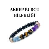 Nelleovana Doğaltaş - Akrep Burcu Bileklik - Akik - Ametist - Akuamarin - Pembe Kuvars - Doğaltaş Bileklik