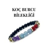 Nelleovana Doğaltaş - Koç Burcu Bileklik - Akuamarin - Ametist - Akik - Sitrin - Doğaltaş Bileklik - Unisex