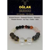 Nelleovana Oğlak Burcu Bilekliği Kristal Kuvars, Pembe Kuvars, Granatlal, Hematit, Dumanlı Kuvars, Oniks,aytaşı - Sarı