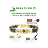 Nelleovana Para Bereket Ve Zenginlik Doğal Taş Tılsım Bilekliği Pirit, Sitrin, Akik Taşı Doğal Taş Bileklik