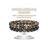 Nelleovana Sevgili Bilekliği Doğal Taş Kaplan Gözü , Oniks ( Korku , Nazar , Pozitiflik ) 8 Mm