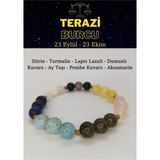 Nelleovana Terazi Burcu Bilekliği Lapislazuli,turmalin, Sitrin, Akuamarin, Pembe Kuvars, Aytaşı, Dumanlı Kuvars - Kahverengi