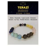 Nelleovana Terazi Burcu Bilekliği Lapislazuli,turmalin, Sitrin, Akuamarin, Pembe Kuvars, Aytaşı, Dumanlı Kuvars