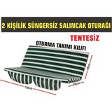 Nelson 2 Kişilik Salıncak Oturağı (Yeşil-Beyaz) Bahçe Salıncağı Oturağı(Süngersiz Tentesiz)