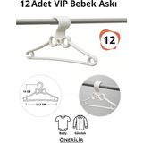 Nelson Bebek Elbise Askısı 12 Adet Fiyonk Plastik Beyaz Bebek Kıyafet Askısı Vıp