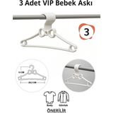 Nelson Bebek Elbise Askısı 3 Adet Fiyonk Plastik Beyaz Bebek Kıyafet Askısı Vıp