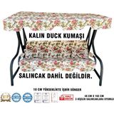 Nelson Lüks Duck Vip Salıncak Minder Seti 3 Kişilik 10 cm Süngerli Tenteli-Ingiliz Gülü-Salıncak Minderi - Pembe