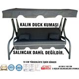 Nelson Lüks Duck Vip Salıncak Minder Seti 3 Kişilik 10 cm Süngerli Tenteli-Siyah-Salıncak Minderi
