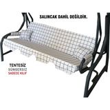 Nelson Süngersiz(Tentesiz)Salıncak Minder Seti 3 Kişilik Kılıf-Beyaz Pano