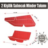 Nelson Vip Bahçe Salıncağı Minder Seti 2 Kişilik Tenteli Salıncak Minder Seti Kırmızı Renk