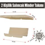 Nelson Vip Salıncak Minder Seti 2 Kişilik Tenteli Salıncak Minder Seti Krem Renk