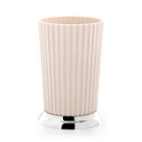 Nely Premium Diş Fırçalık, Bej ve Krom, Plastik, Ø9x14 CM, Şık Banyo Aksesuarı