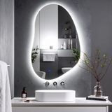 Nelyos Led'li Lazer Kumlamalı Lavabo & Banyo Aynası (Dokunmatik Sensörlü) beyaz ledli 70 x 45