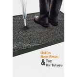 Nem Alıcı Kapı Önü Paspası 60x40 Cm %100 Polipropilen Pvc Kaymaz Taban İç & Dış Mekân Gri