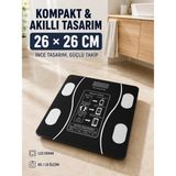 Nemere 180 kg Akıllı Cam Tartı Bluetooth Vücut Yağ Kas Su ve Bmı Ölçüm Destekli Baskül - Renkli - standart