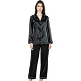 Nemere Angel Siyah Ikili Saten Gecelik Pijama Takımı 7647 - XL