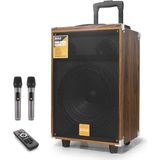 Nemere Bluetooth Hoparlör Fm Radyo 12 Inç USB Tf Aux Çift Mikrofonlu Kumandalı - Ahşap BQ12