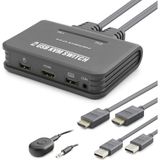 Nemere HDMI USB Kvm Switch 2 Port HDMI 2 Port USB Dahili Kablolu - Siyah HDX1361